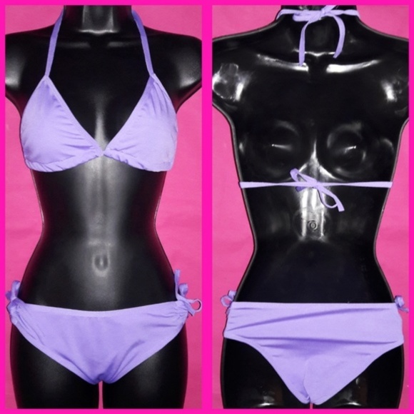 Other - Purple Triangle Cup Side Tie Bikini Swim Suit O/S